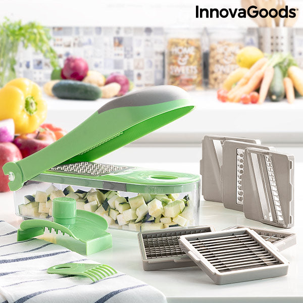 Cortador de Verduras, Rallador y Mandolina con Recetas y Accesorios 7 en 1 Choppie Expert InnovaGoods