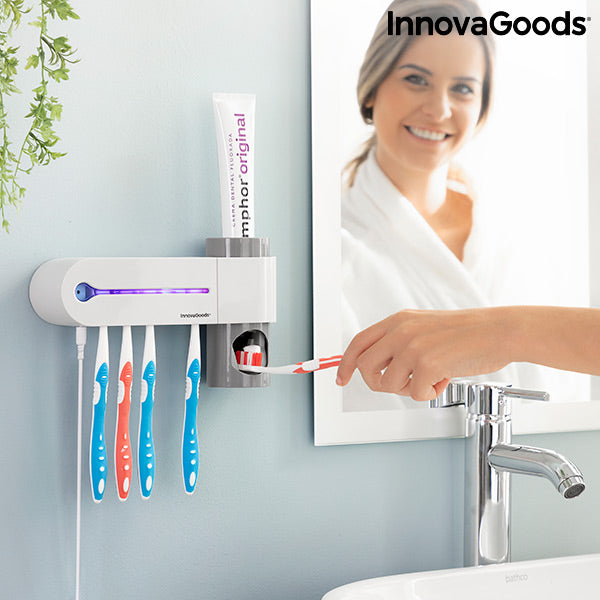 Esterilizador UV de Cepillos Dentales con Soporte y Dispensador de Dentífrico Smiluv InnovaGoods