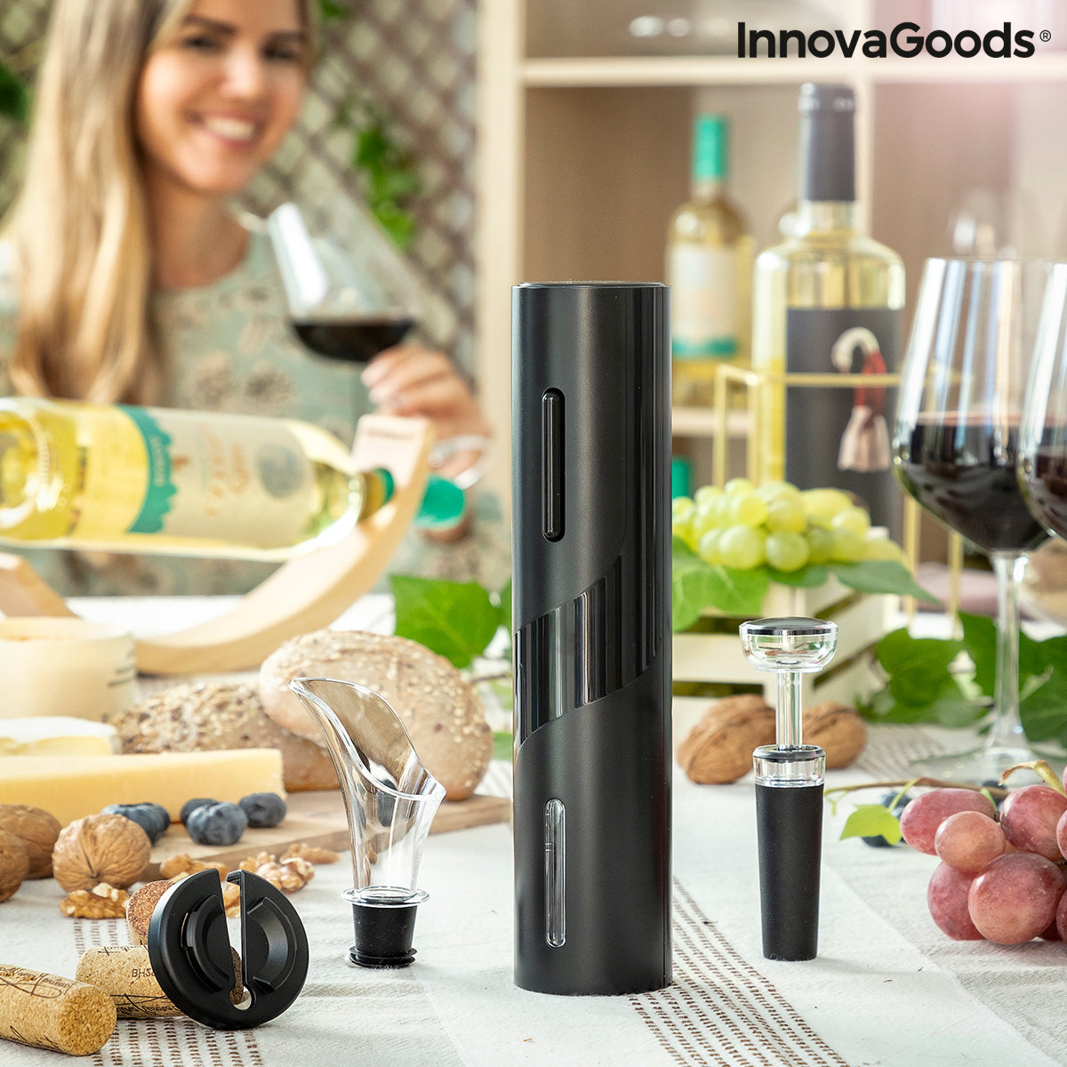 Sacacorchos Eléctrico con Accesorios para Vino Corking InnovaGoods